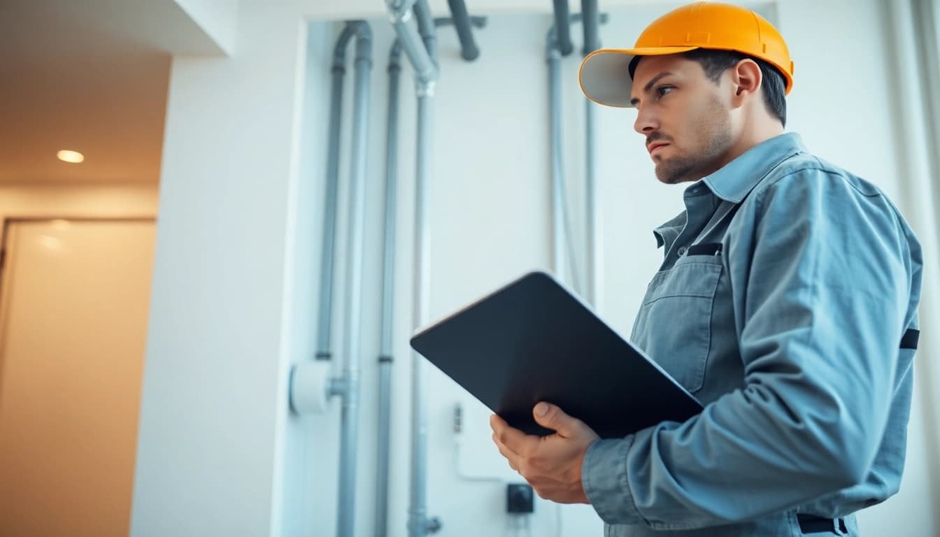 Efficient whole house repiping services Tampa demonstrated by a professional plumber inspecting pipes.