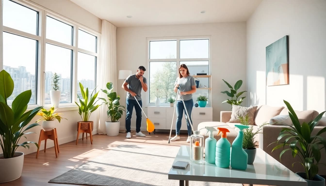 Delivering exceptional cleaning services calgary in a spotless living room.