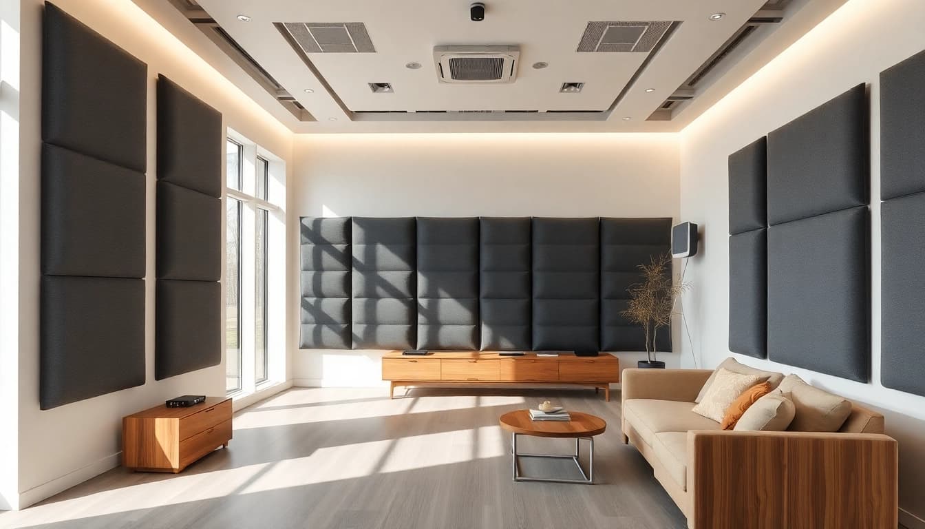 Applying Mass loaded vinyl soundproofing panels in a modern interior for enhanced acoustics.