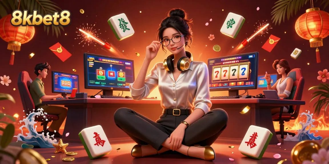 Play exciting games at 8kbet8 with our elegant casino gaming setup illustration.
