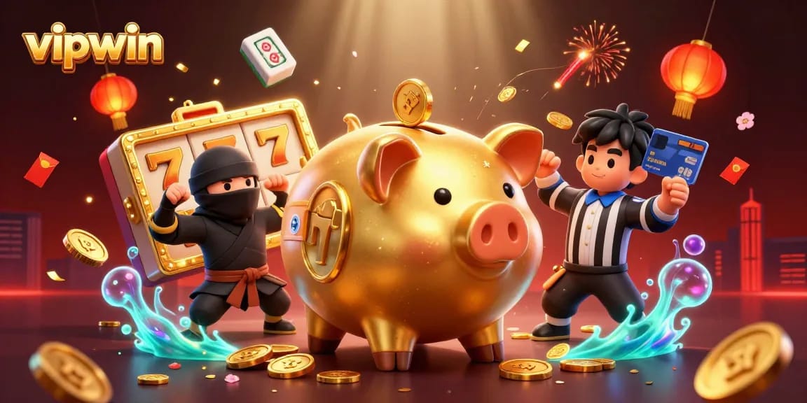 Experience thrilling slots and jackpots with vipwin's engaging 3D casino art featuring dynamic characters.