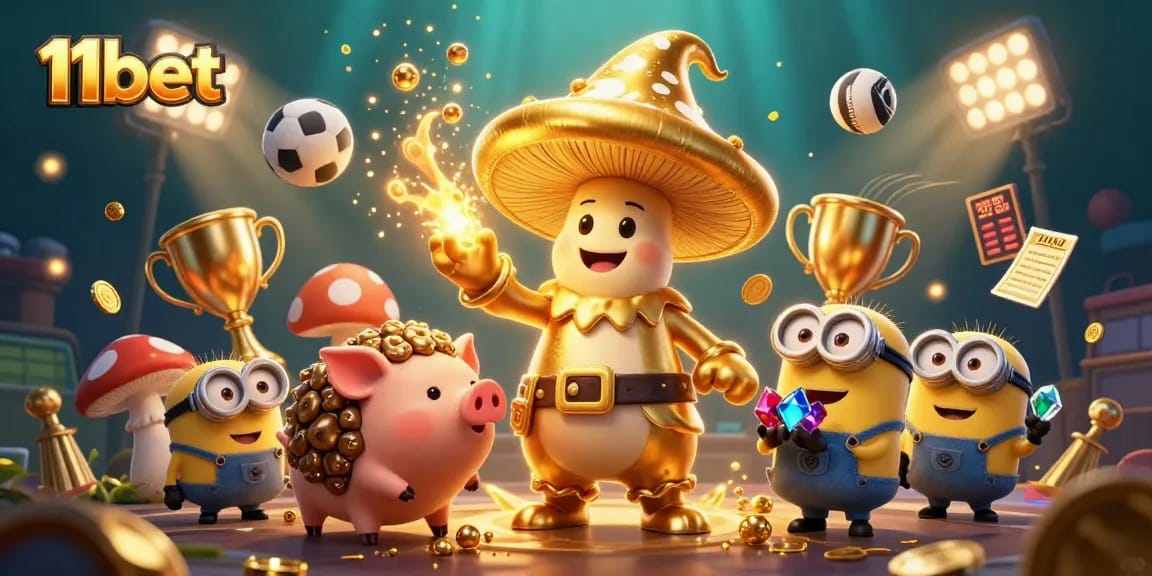 Place bets and win big with 11bet's gold-crafting wizard and treasure-hunting pig.