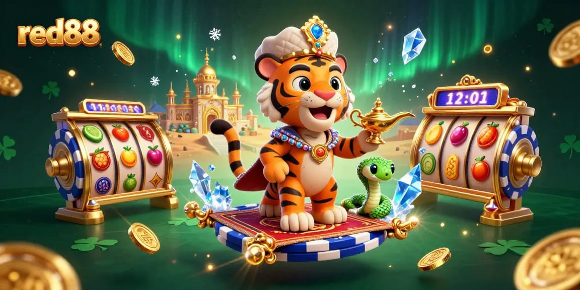 Experience thrilling gameplay with red88 as a tiger sultan leads a vibrant casino adventure.