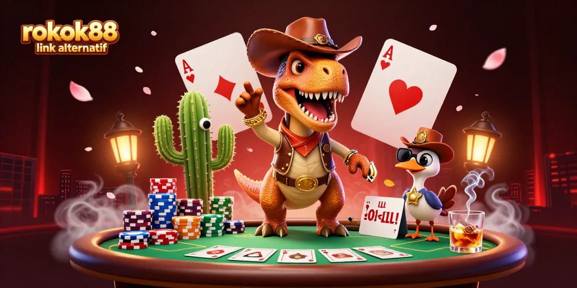 Experience the thrilling action of gambling with rokok88 link alternatif in this vibrant, detailed 3D illustration.