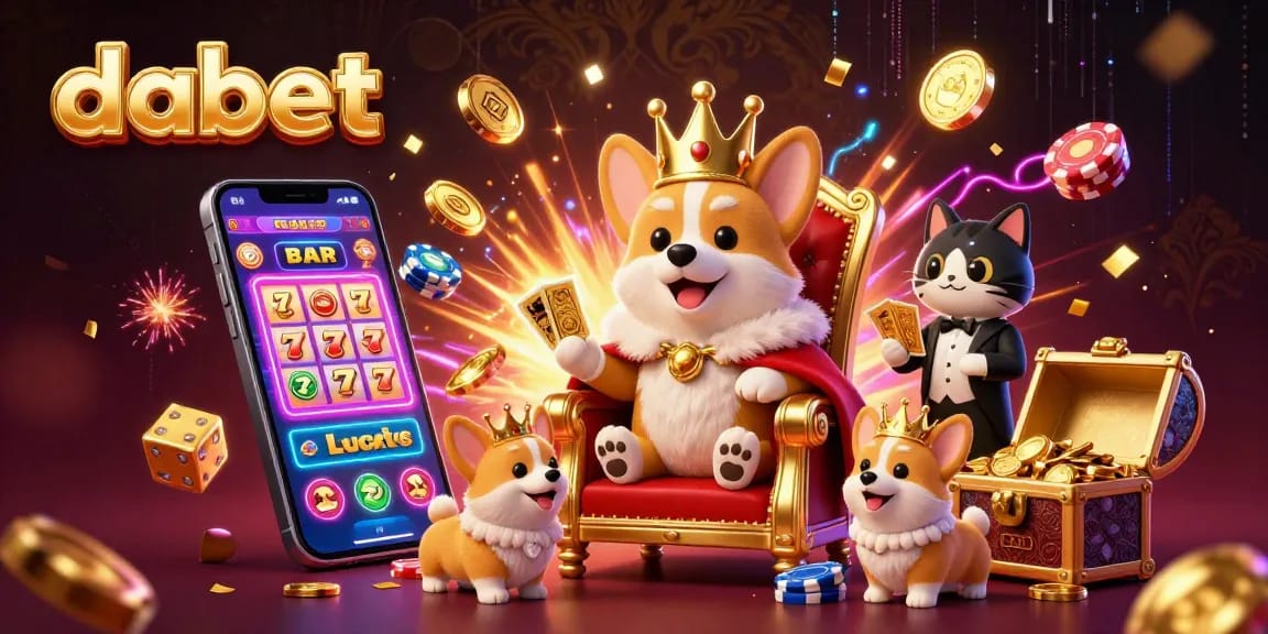 Join the dabet fun at a luxurious casino with energetic characters and vibrant gaming elements!