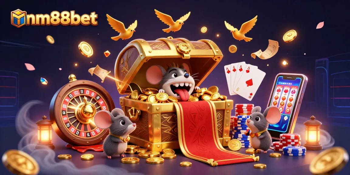 Experience the thrill of mm88bet gaming with a dazzling 3D casino scene rich in treasure and excitement.