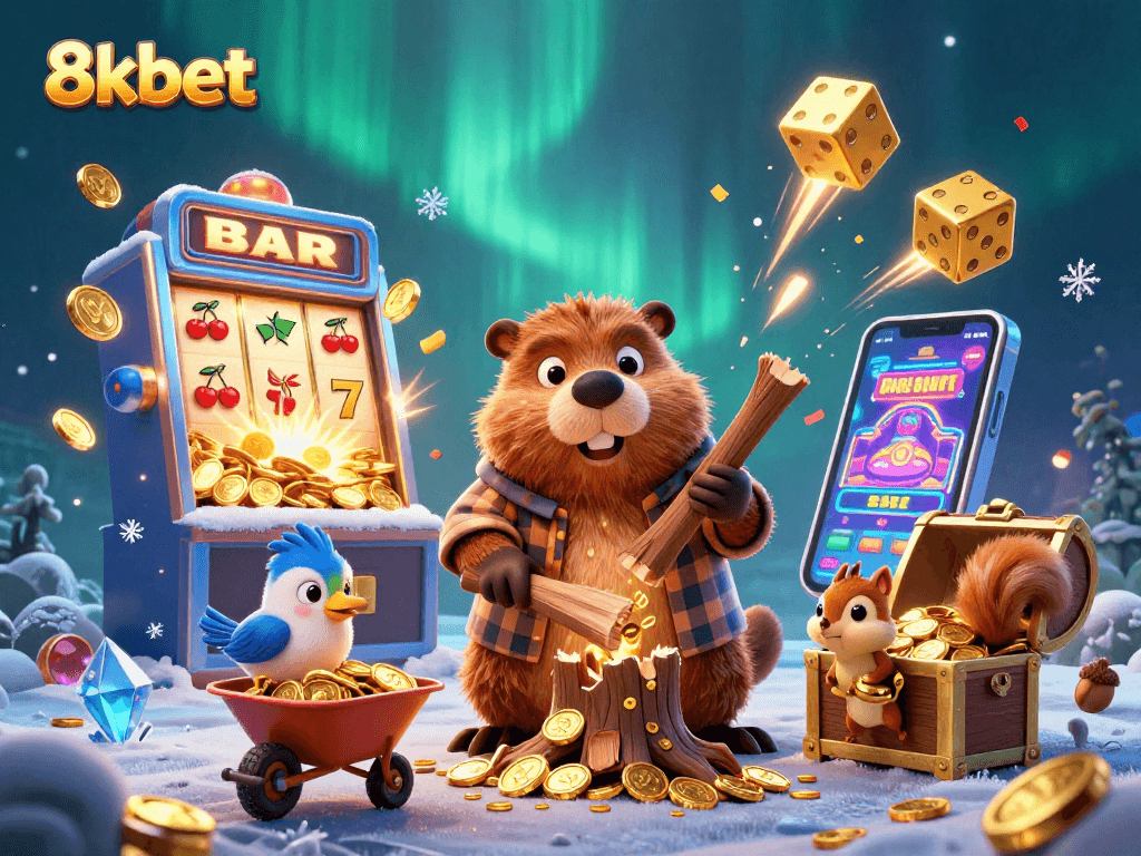 Experience the excitement of 8xbet with golden coins raining down in a vibrant casino scene.