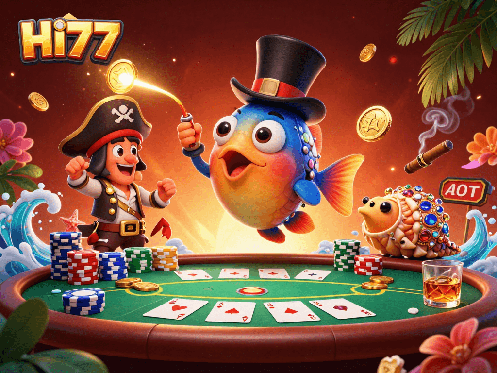 Engage in HI77 with thrilling features like poker tables and vibrant characters to enhance your betting experience.