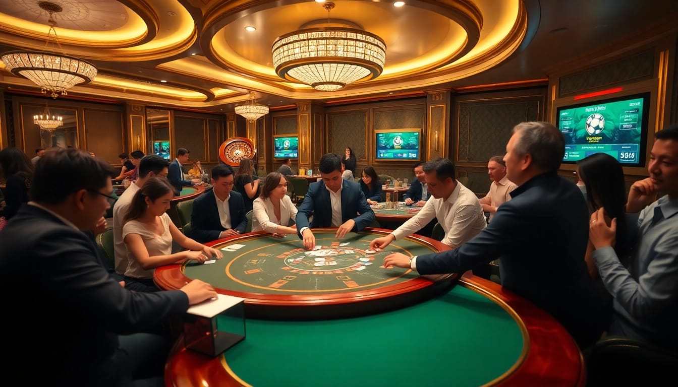 Cà khịa tv showcases an exciting poker scene inside a lavish casino with focused players.