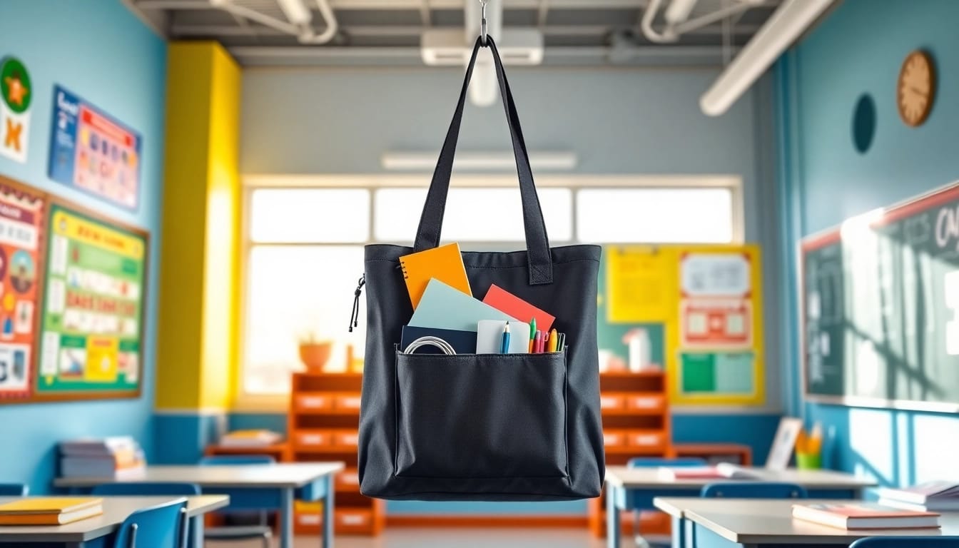 Präsentation einer Handytasche Klassenzimmer, ideal für Organisierung und Nutzung im Schulumfeld.