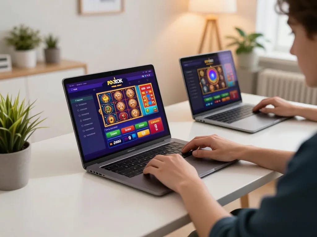 Engaging with rokok 88 online casino interface during an exciting gaming session at home