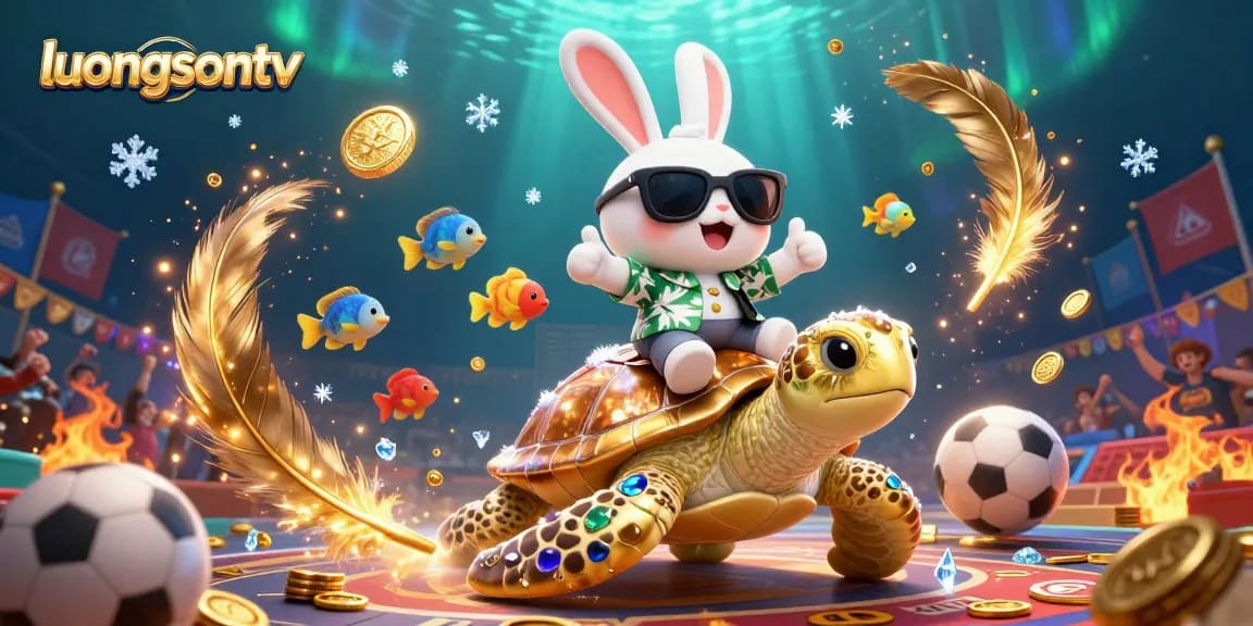 Experience the excitement of sports betting with luongsontv and a thrilling football scene featuring vibrant characters.