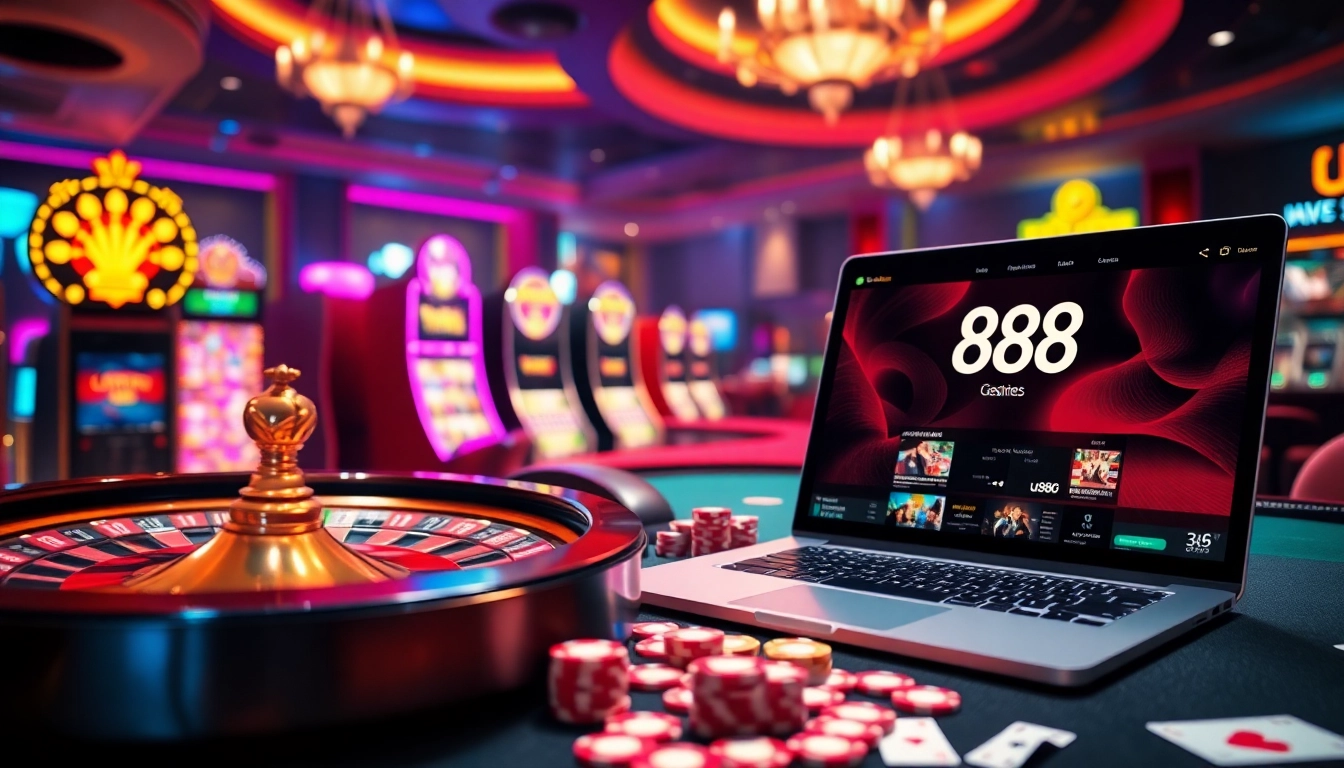 Engage with the excitement of link u888 at a vibrant casino table featuring roulette and poker.
