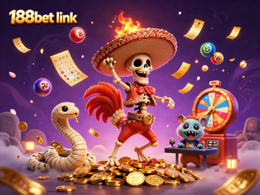 Experience the excitement of 188bet link in a vibrant casino scene with dynamic characters and gaming elements.