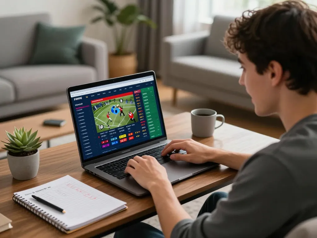 Engaging online betting scene showcasing tỷ lệ nhà cái in action with a user analyzing odds and strategies.