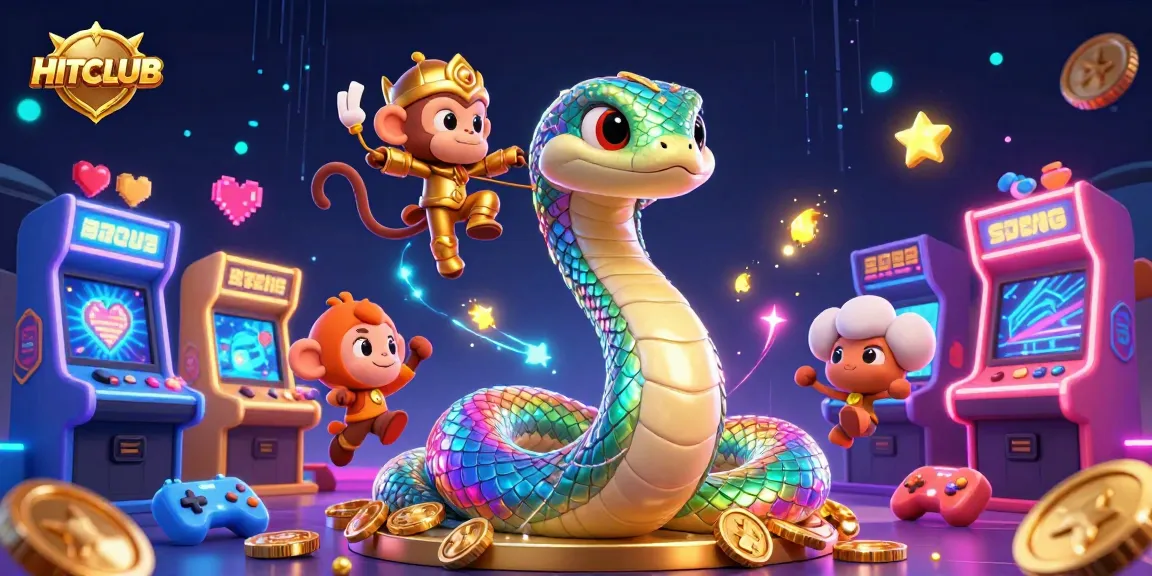 Experience thrilling games with HITCLUB's vibrant illustration showcasing gaming excitement and action.