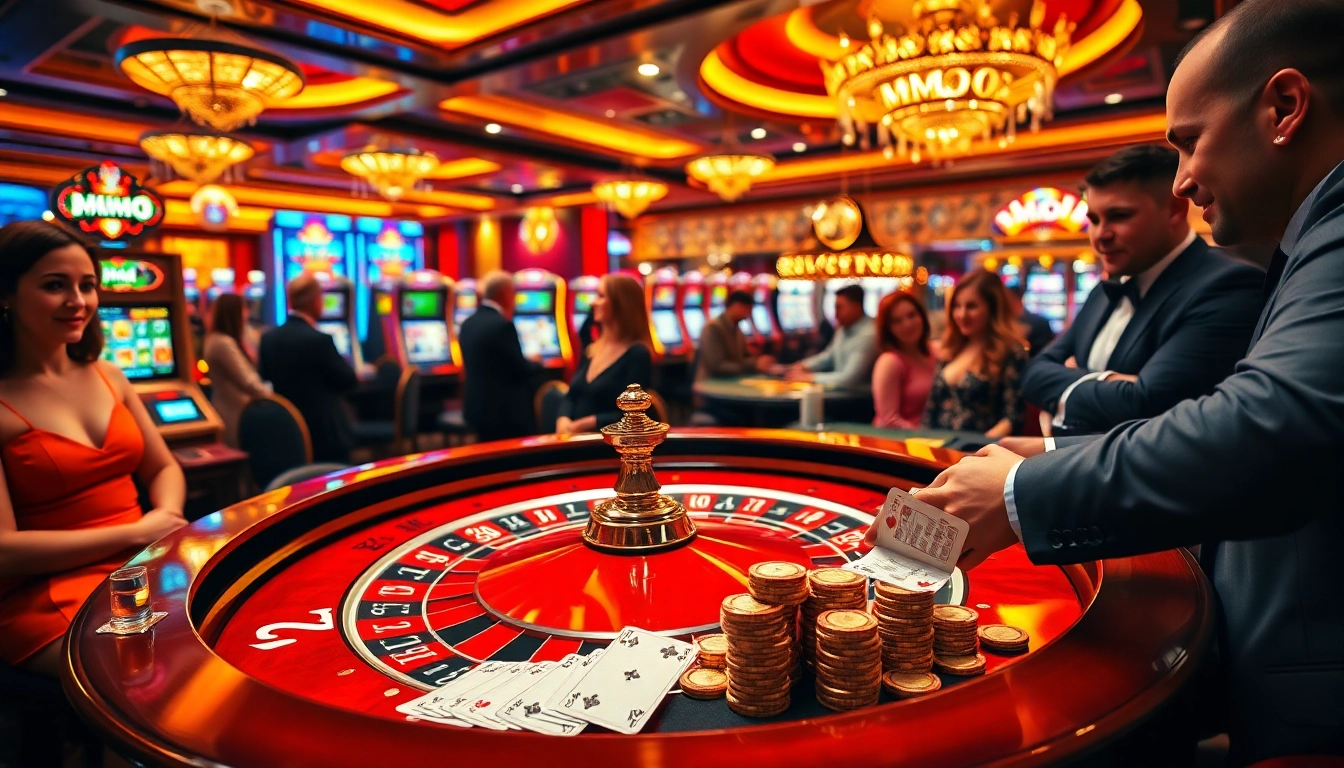 Experience the thrill of winning with MMOO at an upscale casino roulette table.