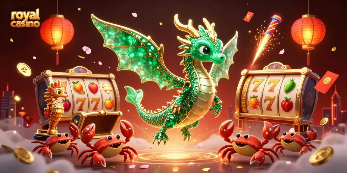 Experience thrilling gameplay at royal casino with an enchanting 3D scene of a sea dragon and fortune elements.
