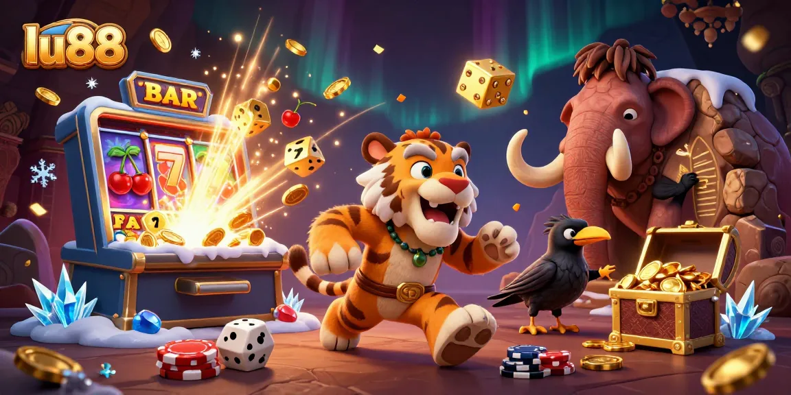 Engage with lu88 in this thrilling casino scene featuring a colorful jackpot explosion.