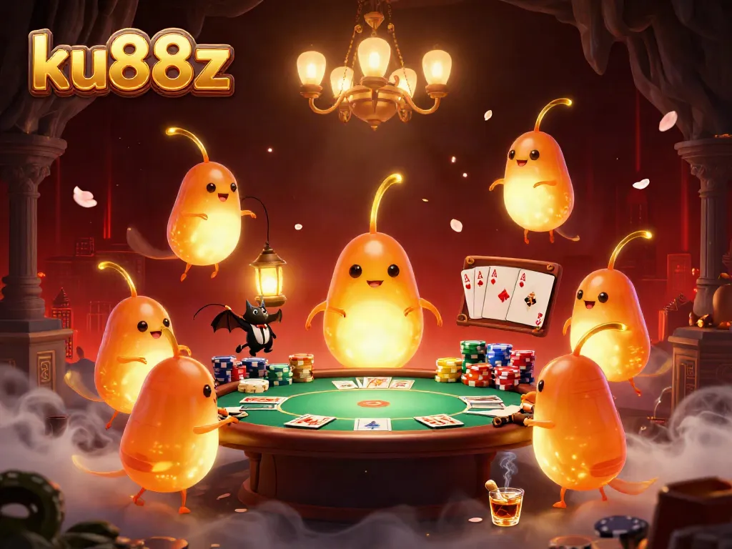 Engage in thrilling casino excitement at ku88z, featuring glowworms in a dynamic cave casino setting.