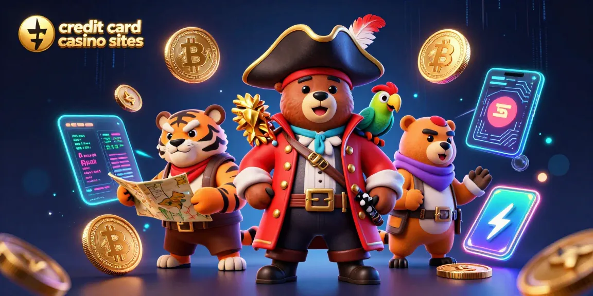 Engage with top credit card casino sites while enjoying a vibrant 3D pirate-themed illustration.