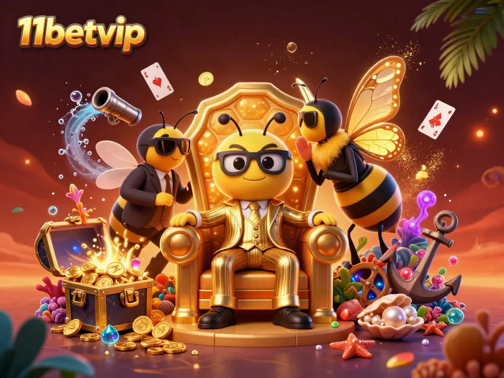Engage in thrilling casino adventures with 11betvip in an intricate underwater scene filled with treasure and vibrant elements.