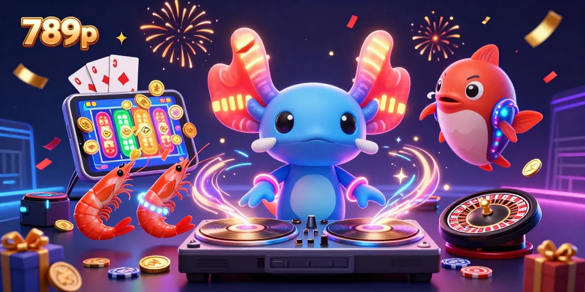 Experience the thrill of 789p with vibrant casino action, featuring a neon axolotl DJ and dynamic game elements.