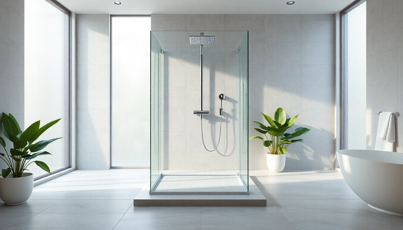 Experience elegant showers with a modern chrome shower in a serene, luxurious bathroom setting.