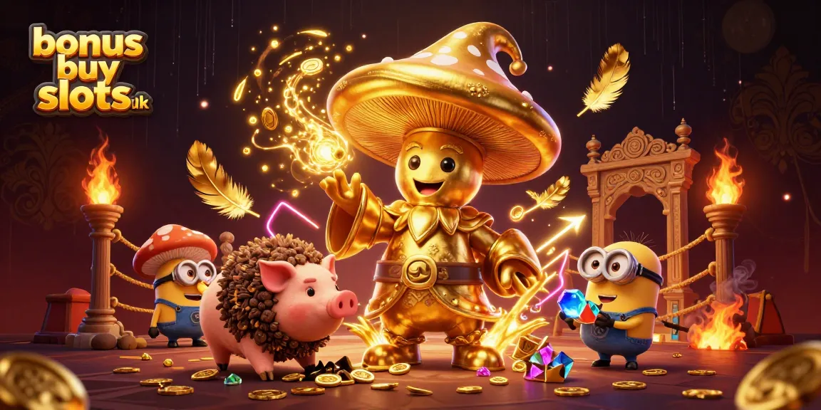 Engage with bonus buy slots uk in a vibrant, magical casino scene featuring interactive characters and dynamic elements.