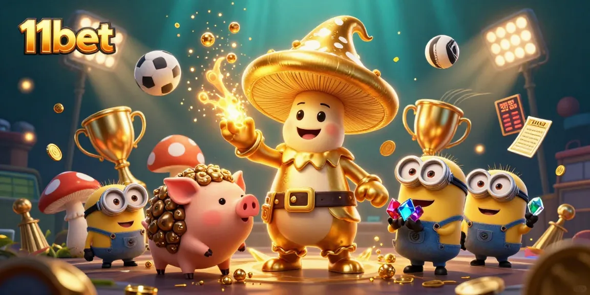 Place bets and win big with 11bet's gold-crafting wizard and treasure-hunting pig.