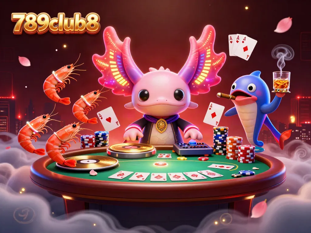 Experience high-energy fun at 789club8 with vibrant cartoon axolotl DJ and energetic casino gameplay.