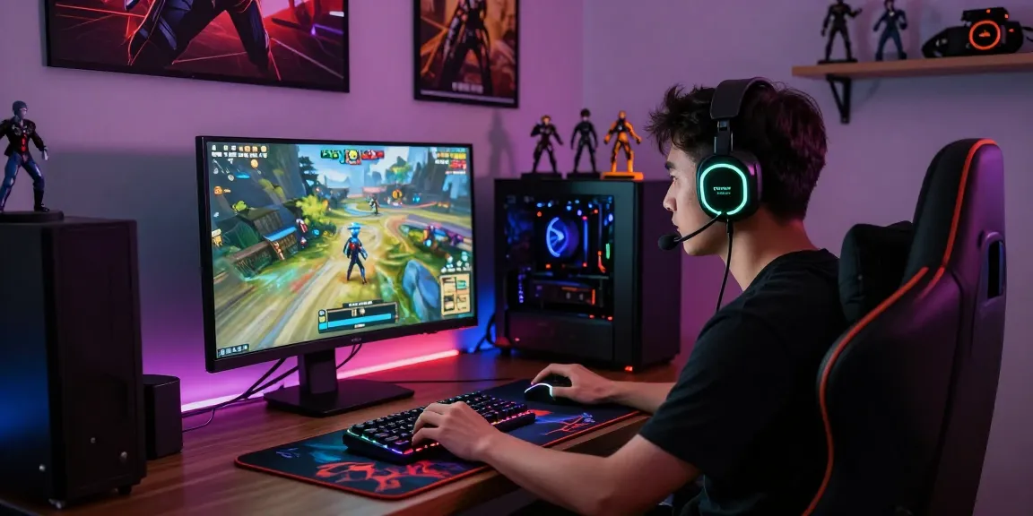 Intense gaming scene at a desk with gaming gear highlighting PROOFCORE.IO.