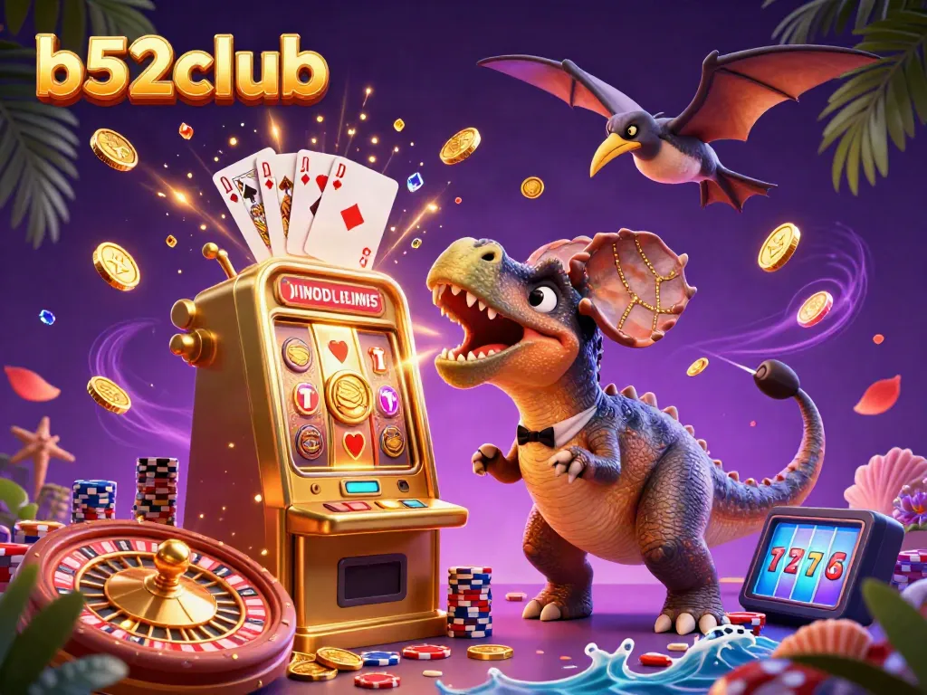 Experience thrilling gameplay at b52club with jackpots, colorful poker chips, and dynamic character action.