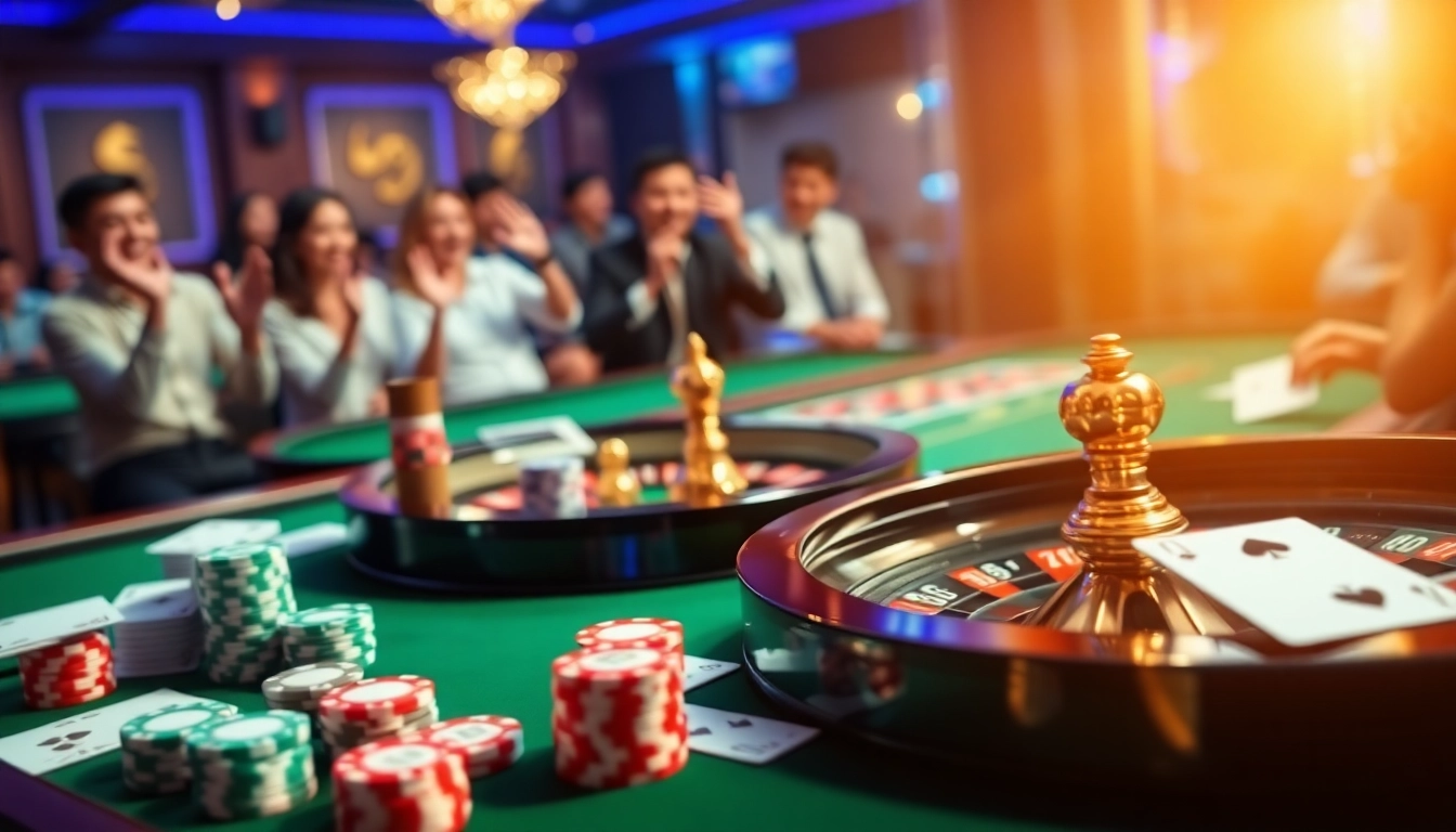 Experience the thrill of free credit live22 while playing at a luxurious online casino table, complete with vibrant colors and gaming elements.