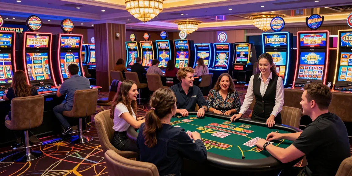 Players enjoying games at vibrant non UK casinos, showcasing excitement and diversity.