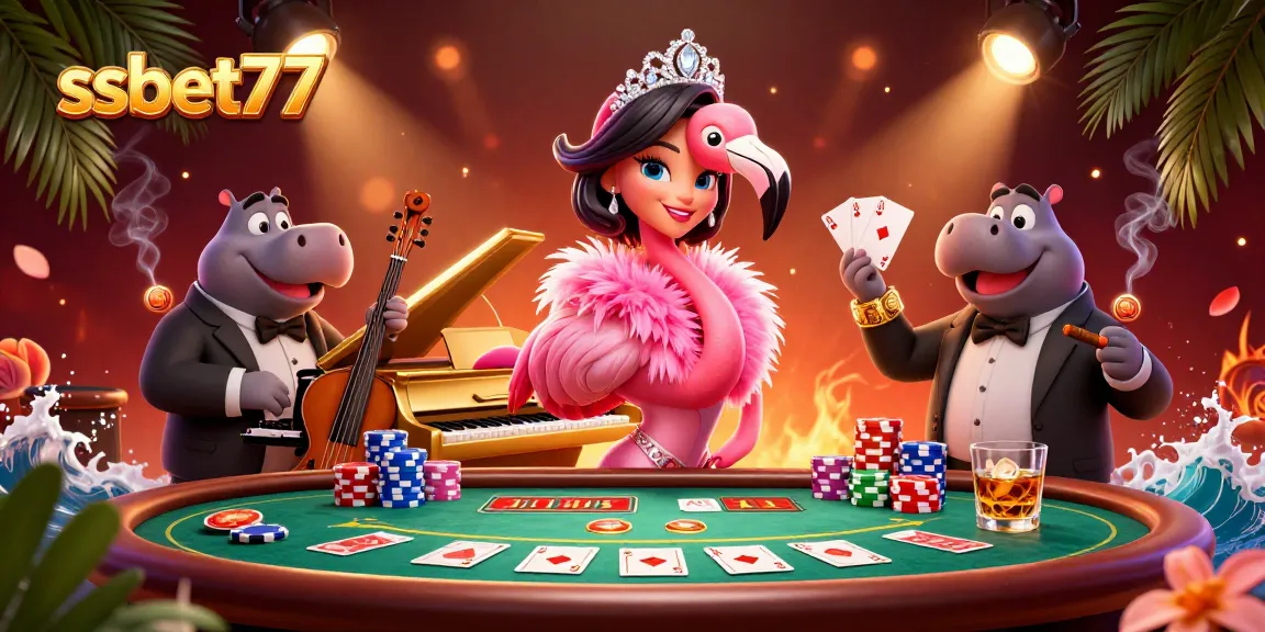 Experience the vibrant gaming atmosphere at ssbet77 with lively characters and dynamic casino elements.
