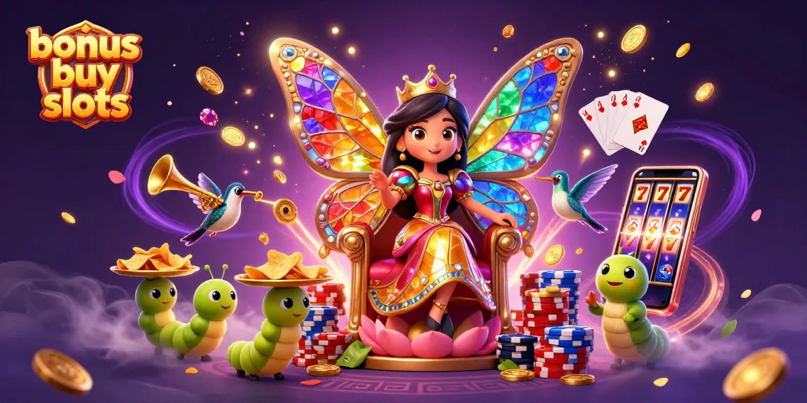 Experience the thrill with bonus buy slots featuring vibrant characters, spinning reels, and cascading coins.