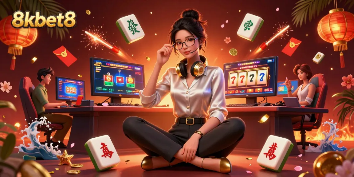 Play exciting games at 8kbet8 with our elegant casino gaming setup illustration.
