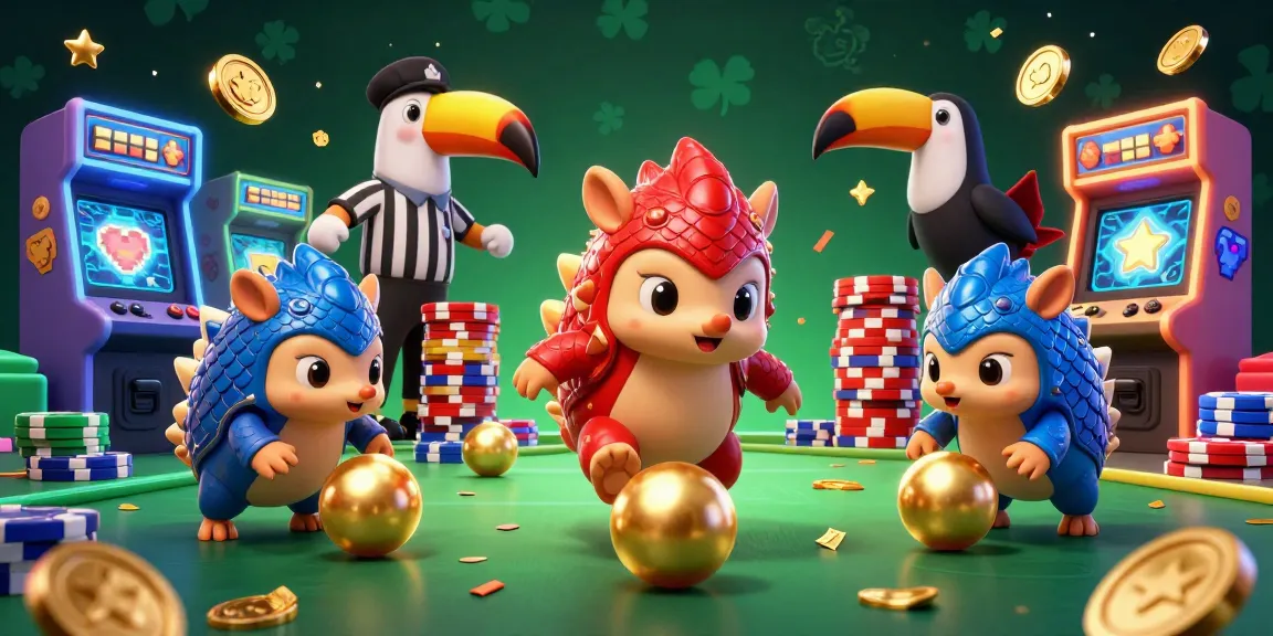 Engage in thrilling betting with 789b as rival pangolins compete amidst casino elements and colorful game machines.