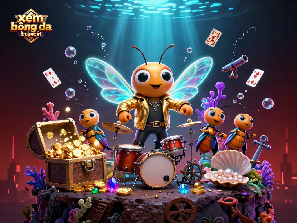 Experience xem bóng đá trực tuyến with dynamic characters and gambling elements in a vibrant scene.
