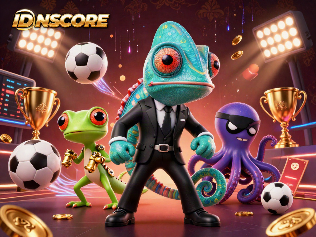 Experience thrilling sports betting at IDNSCORE with dynamic characters and rich visual elements.