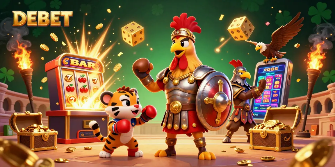 Engage in thrilling gameplay with DEBET at the vibrant online casino featuring colorful jackpots and exciting characters.
