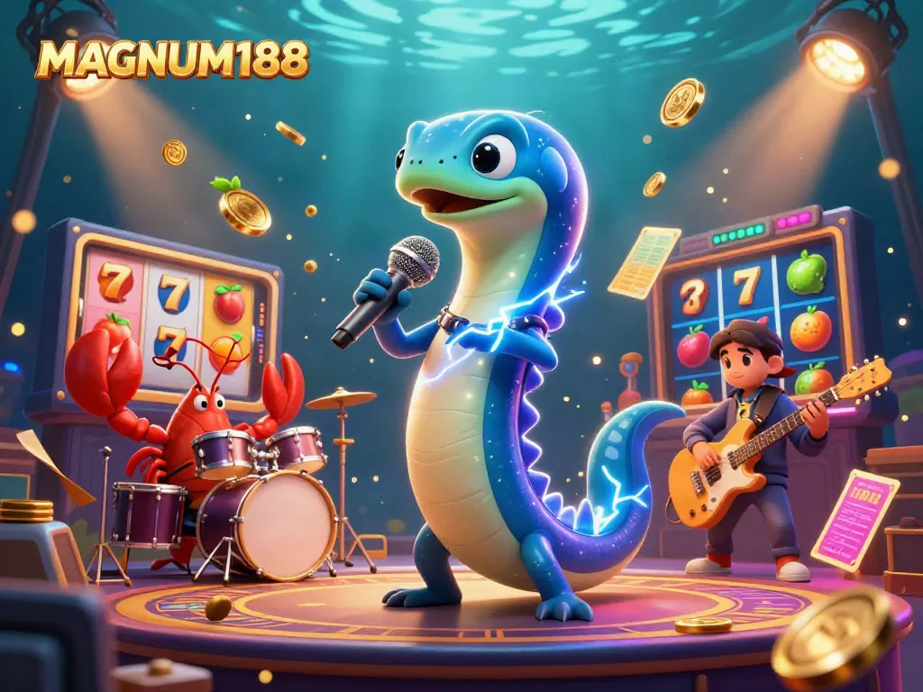 Experience the excitement of MAGNUM188's Mahjong Ways with vibrant 3D cartoon casino characters and game elements.