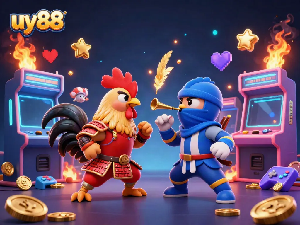 Experience thrilling gameplay at uy88 with colorful 3D characters and casino elements in action.