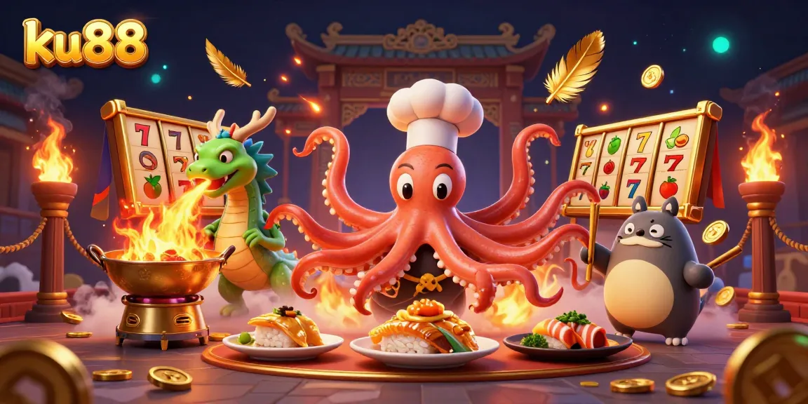 Experience thrilling winnings with ku88 in a vibrant 3D casino scene featuring unique characters and gaming elements.
