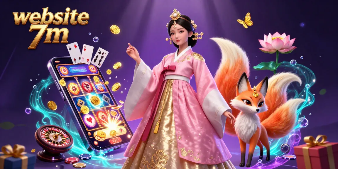 Engage with the immersive experience on website 7m showcasing the dynamic Asian character alongside lucky gaming elements.