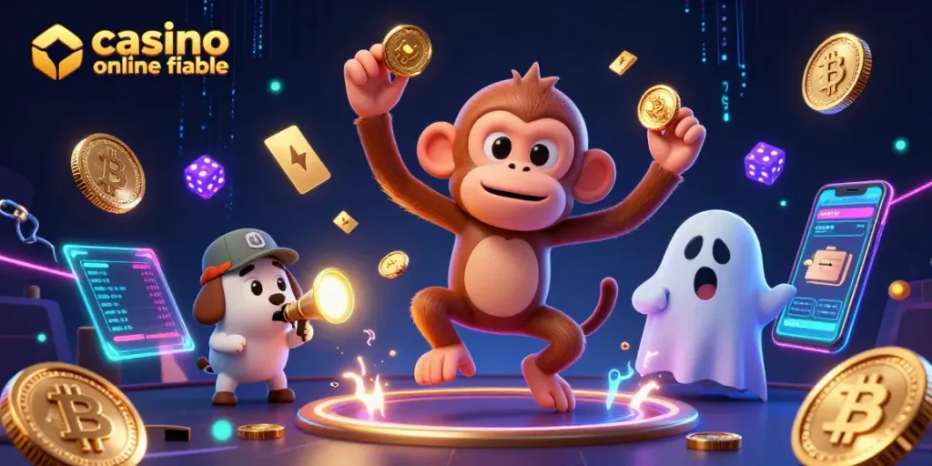El casino online fiable presenta un mono poltergeist y un perro cazagüentos en acción en un entorno de juego atractivo.