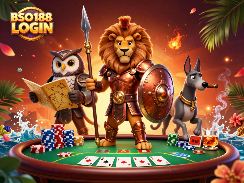Engage with strategic gaming at BSO188 LOGIN while enjoying a vibrant casino scene with poker elements.