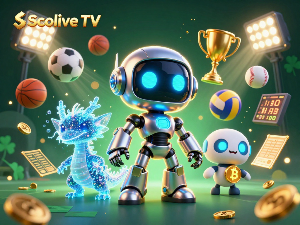 Socolive TV's vibrant casino scene with a cyberpunk mascot and sports elements for engaging betting.