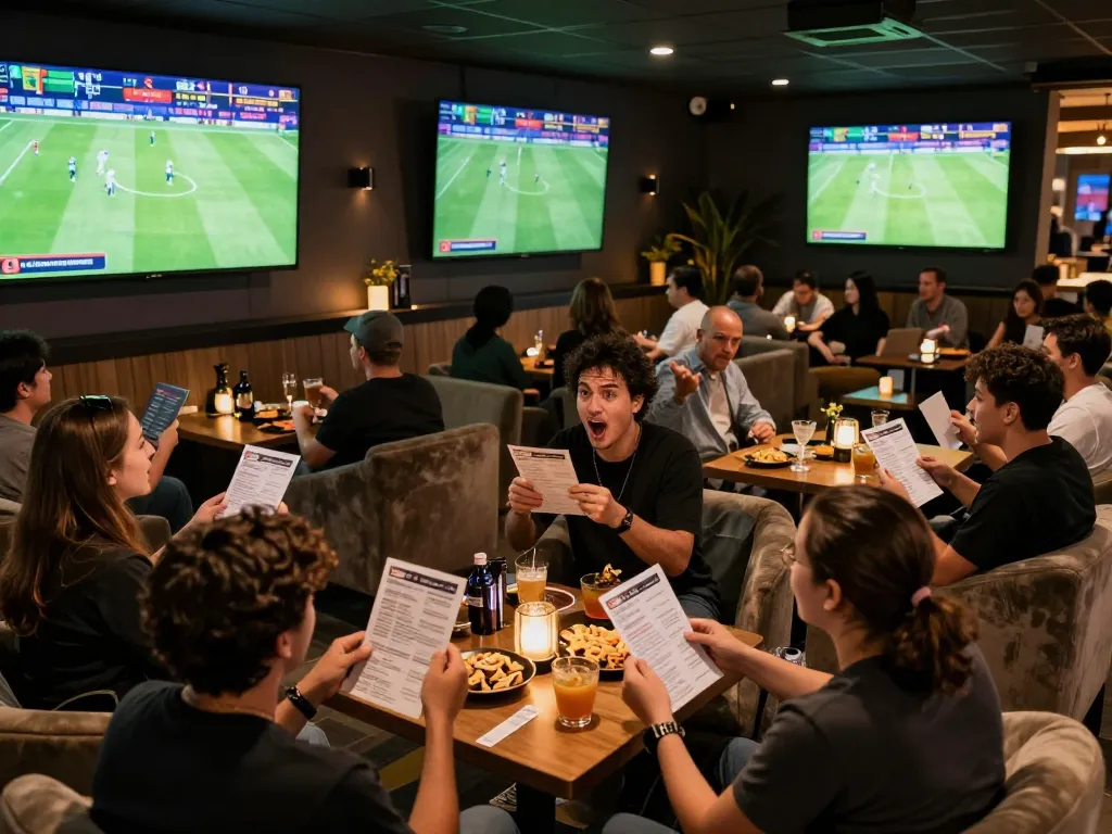 CAKHIATV enthusiasts cheering as they place bets during a live sports event, showcasing excitement and camaraderie.